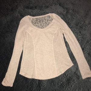 Romantic blush long sleeve lace-top